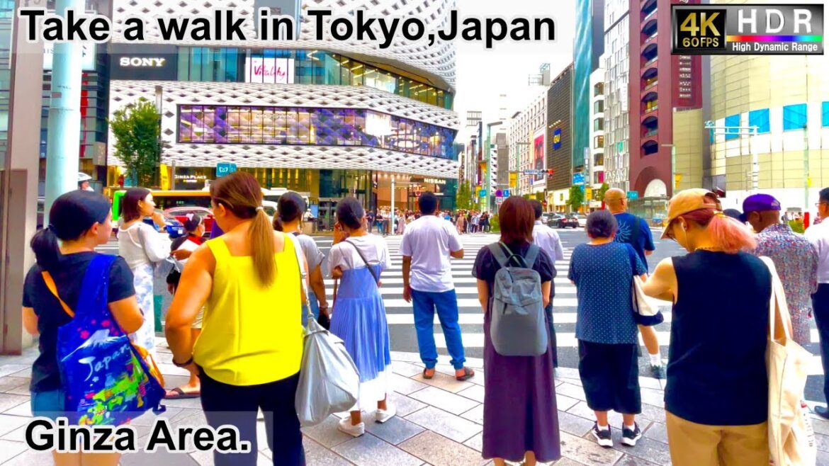 4K 60fps HDR// Take a walk in Tokyo, Japan, Ginza Station→Sukiyabashi Crossing→Harumi-dori Avenue