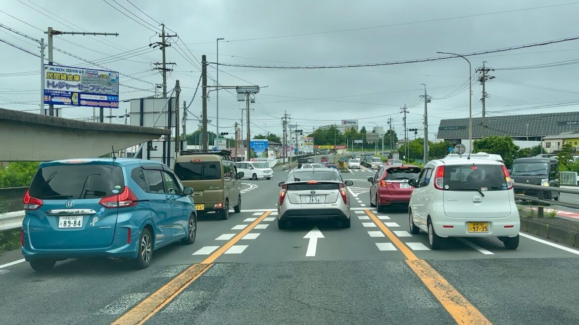 Passing Along the Busy National Route 1 in Toyohashi City Aichi Japan