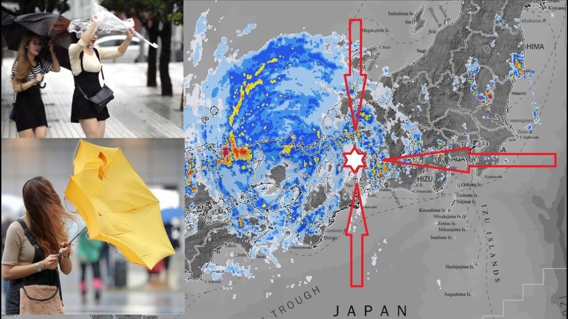 In a Typhoon in Japan