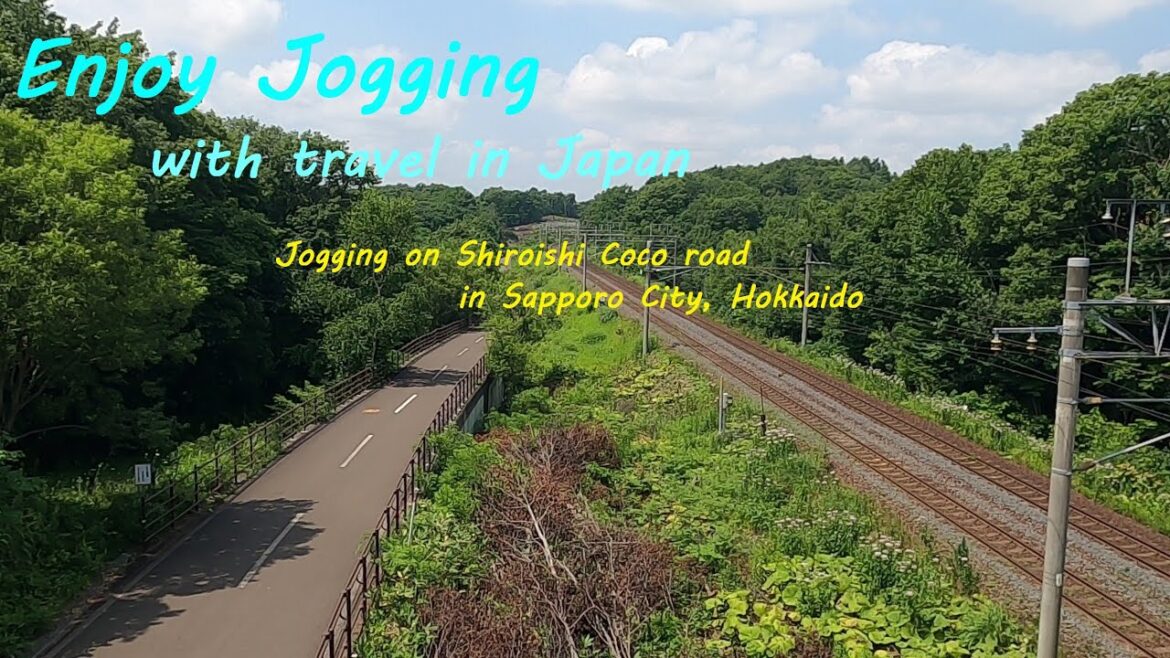 Jogging on Shiroishi Coco road in Sapporo City, Hokkaido Jogging on Shiroishi Coco road in Sapporo City, Hokkaido