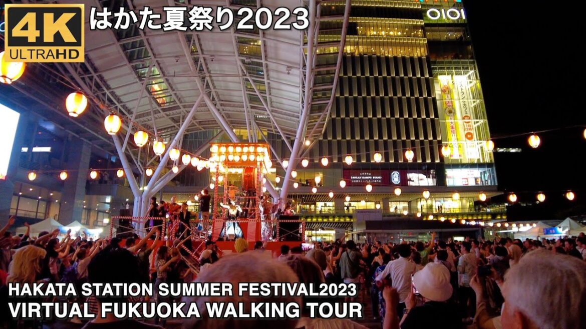 博多夏祭り2023を歩く4k virtual Fukuoka japan walking tour Hakata station Summer Festival