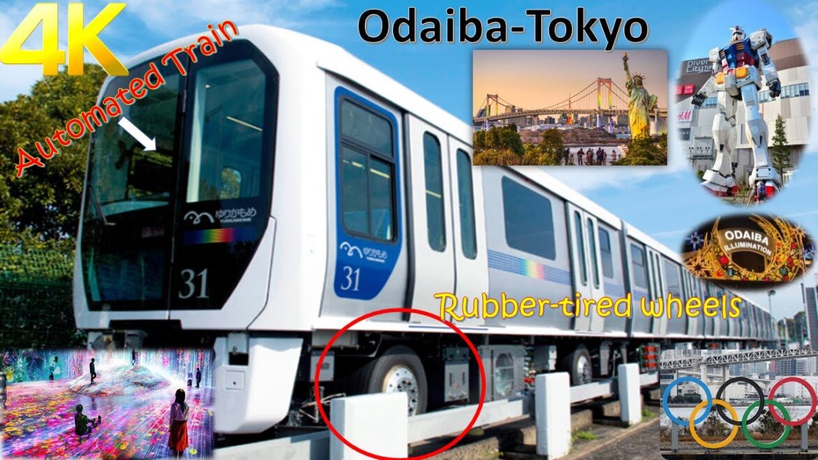 Japan Automatic Train (Driverless & Rubber Tyre)Tokyo Odaiba-Yurikamone line 4K 東京お台場-Panorama Japan