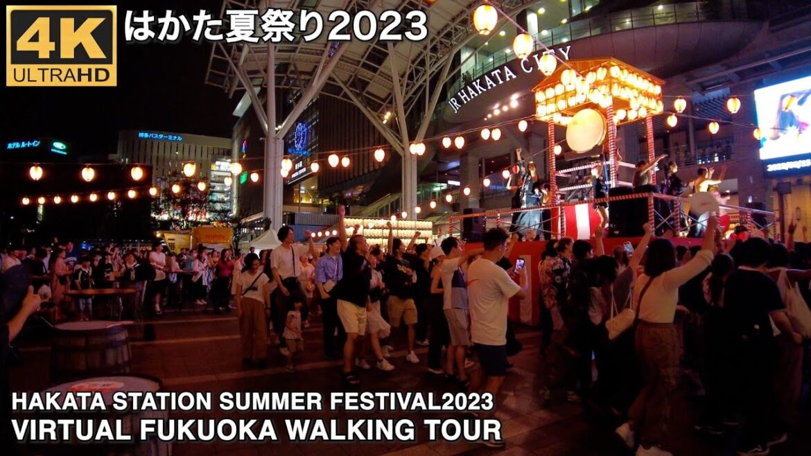 博多夏祭り2023を歩く4k virtual Fukuoka japan walking tour Hakata station Summer Festival