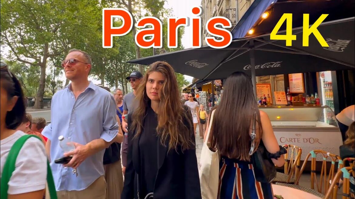 paris france summer walking tour 2023 - 4K HDR fps 60, street walk