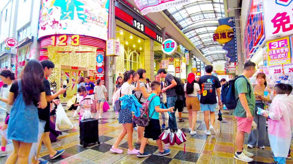 Osaka Walk 🐶🍻 Typhoon hit Namba♪💖4K ASMR non-stop 1 hour 02 minutes