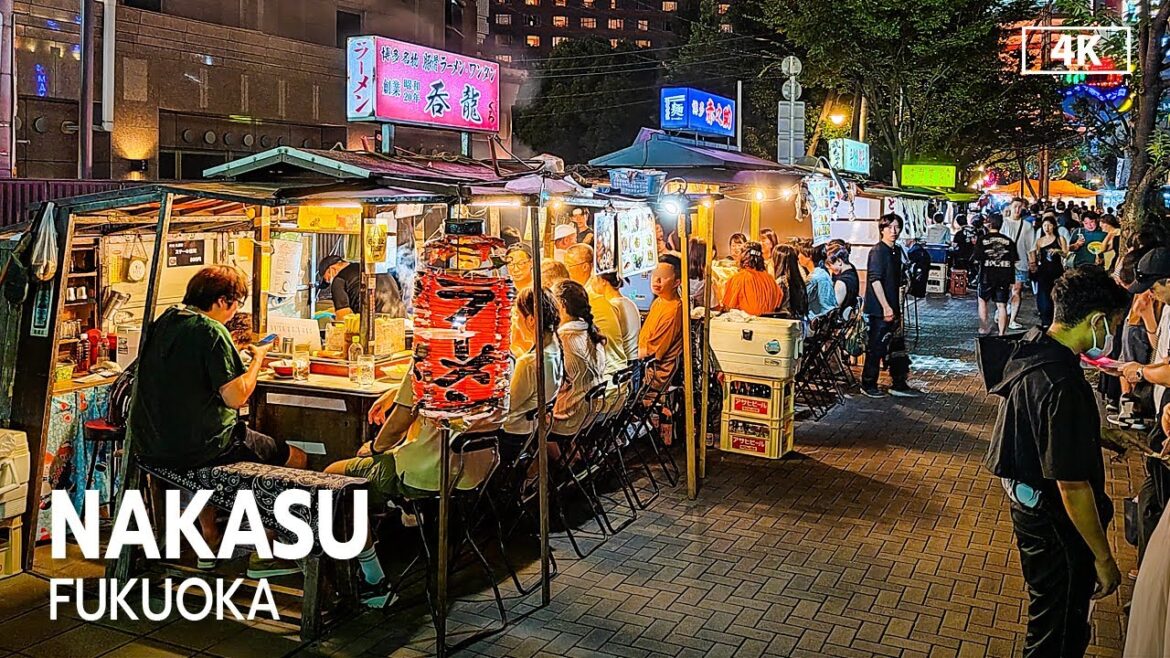 Fukuoka Nakasu Japan Summer Evening Walking Tour  2023 [4K]