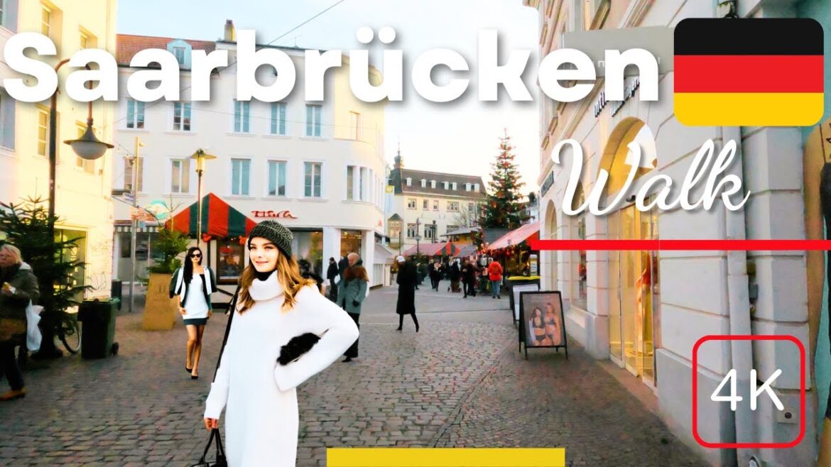 Saarbrücken Germany Walking Tour 4K Street Walk City Centre and Christmas Market