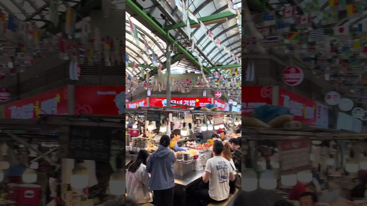 huge street food market in Seoul, South Korea