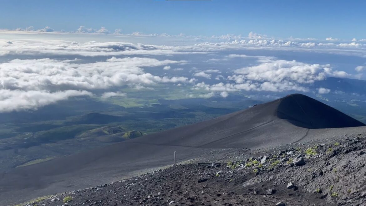 Climbing up Mount Fuji at night. Gotemba Trail