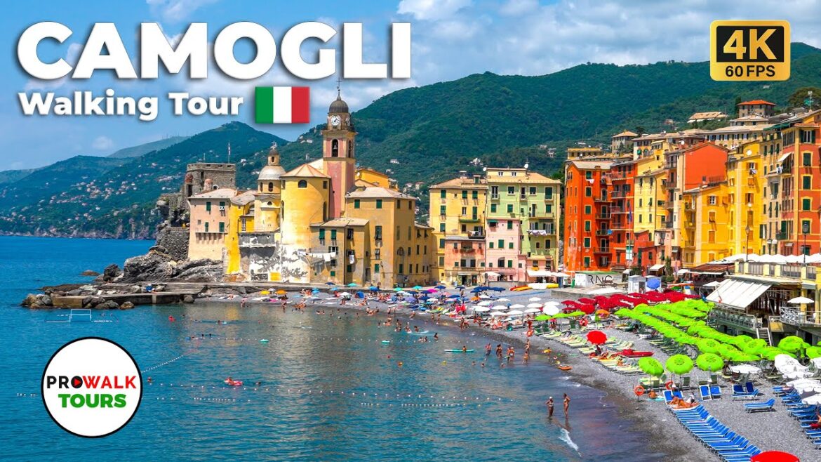 Camogli Walking Tour - 4K 60fps with Captions  (Not HDR)