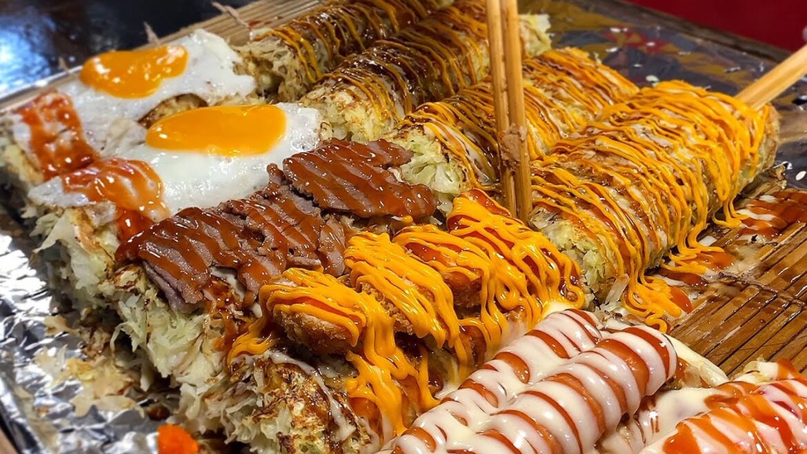 Japanese Egg Roll Pancake (Okonomiyaki) - Thai Street Food