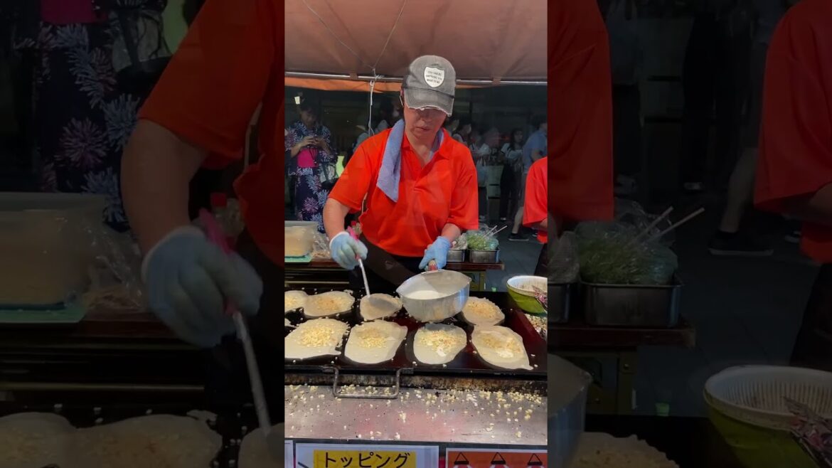 Japanese Street food Okonomiyaki Skewers #Shorts! 🦑