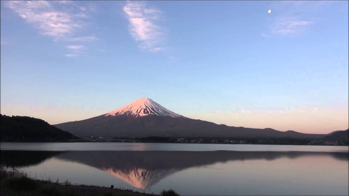 World heritage sacred mountain Mount Fuji on Kimigayo in Japan