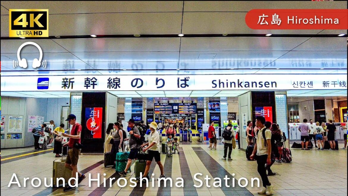 【Hiroshima💖】Walk Japan - Walking around Hiroshima station in the evening ASMR [4K]