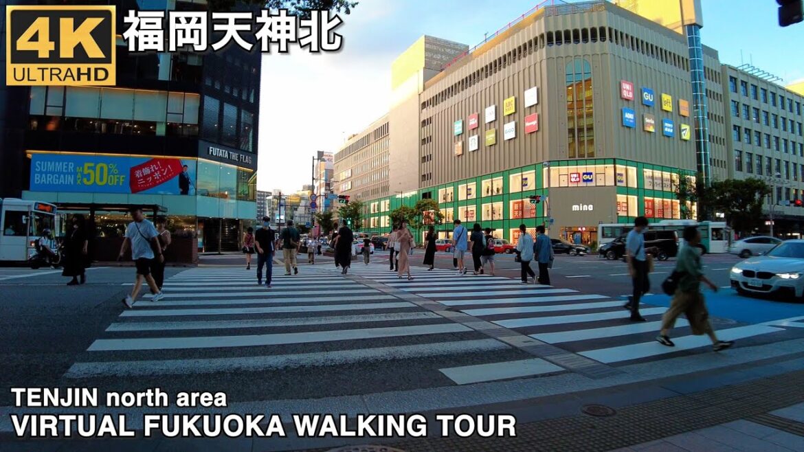 福岡天神北を歩く4k virtual Fukuoka japan walking tour around Tenjin north area