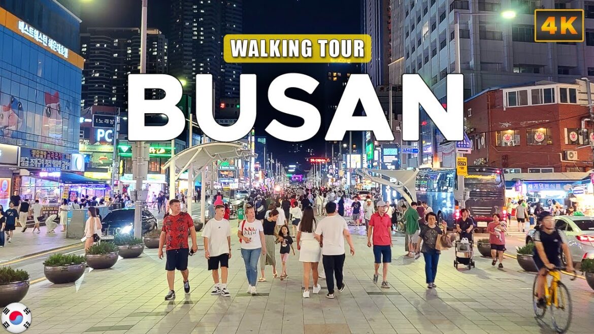 Busan KOREA - Haeundae Beach on a Satuerday Night, Enjoy Street Food and Entertainment