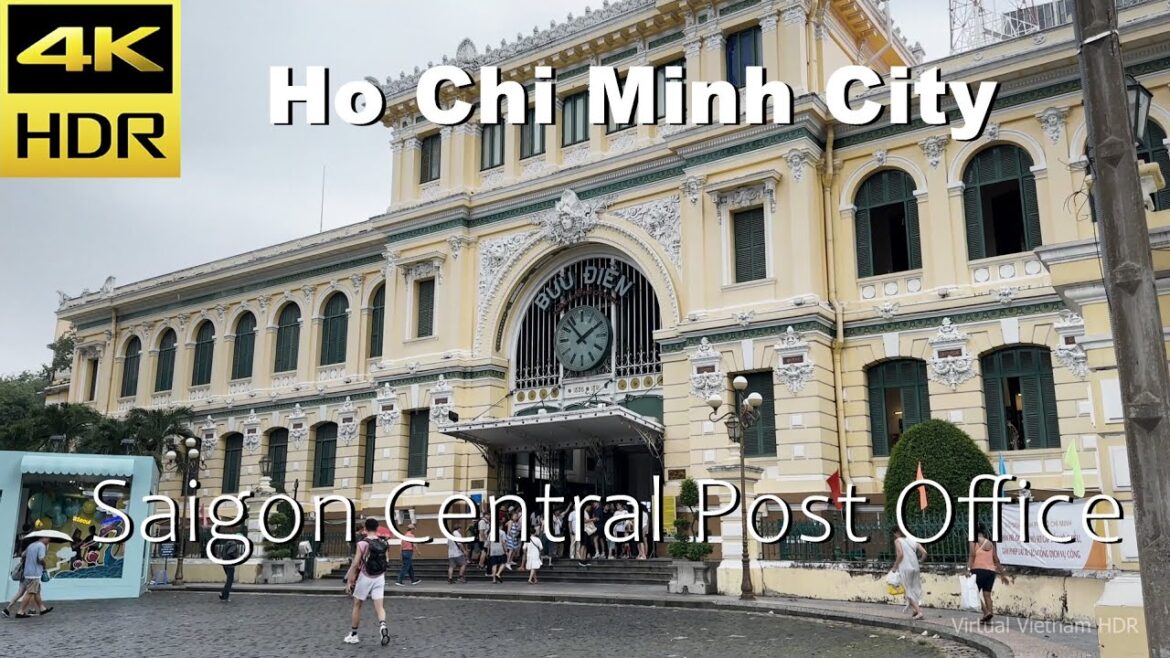 4K HDR | Walking Saigon Central Post Office in Ho Chi Minh City | Vietnam 2023 - Binaural Audio