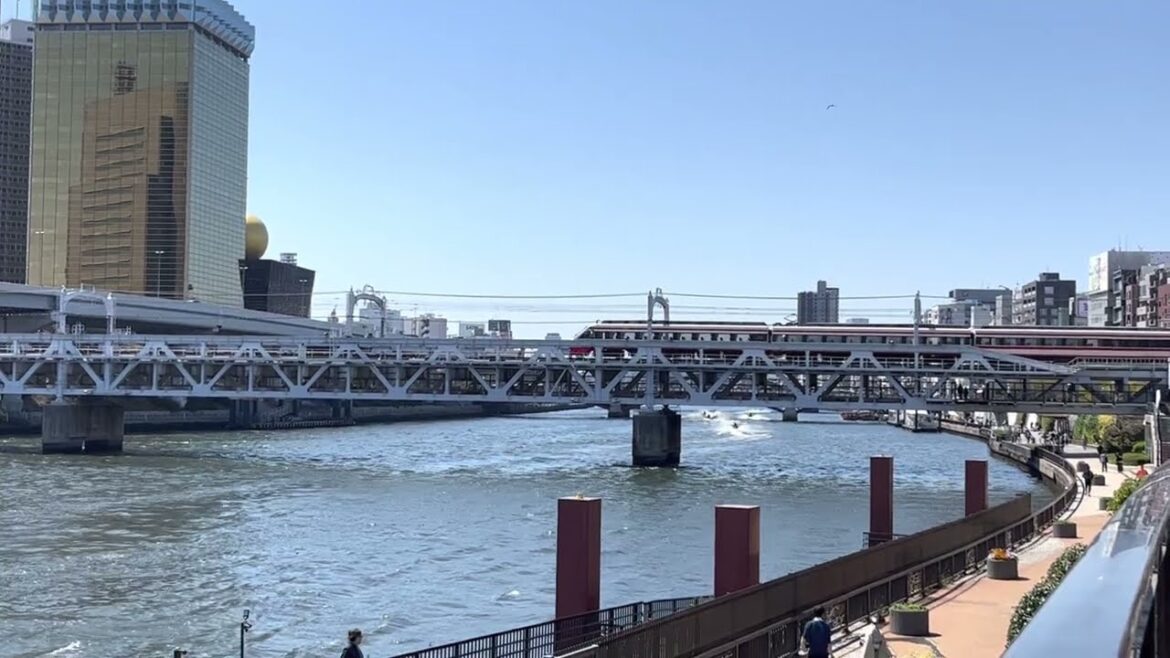 Kiss of the trains in Tokyo