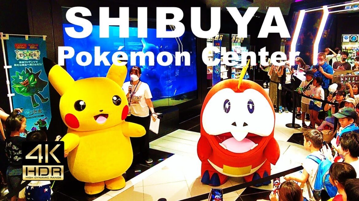 【4K HDR🇯🇵】Pikachu and Fuecoco cheering for "Summer Tokkun" at Pokémon Center Shibuya!