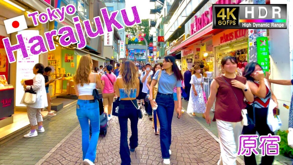 4K 60fps HDR// Take a walk in Tokyo, Japan, Meiji Dori Ave.→Harajuku Takeshita Street→Harajuku Sta.