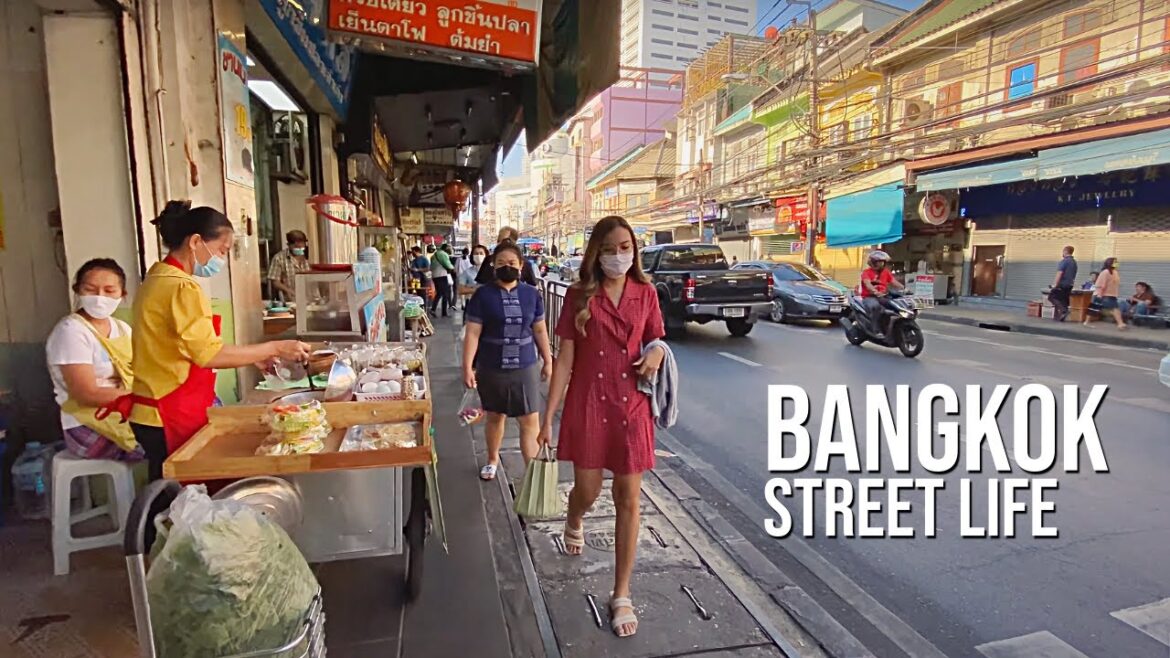 🇹🇭 Bangkok Street Life. Charoen Krung Rd. Sathorn Pier. Walking Tour. Thailand 4K, 60fps