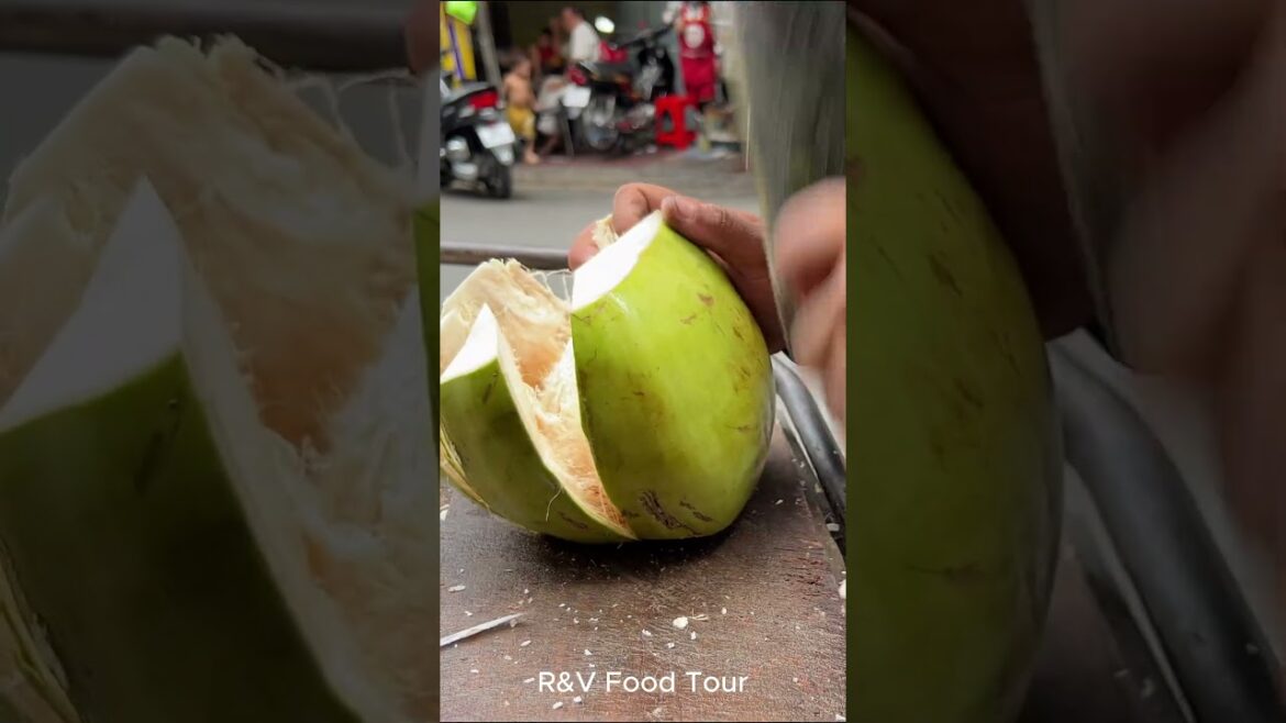 So satisfying Big fresh coconut cutting skill #shorts #viral #coconut #explore #asmr #streetfood