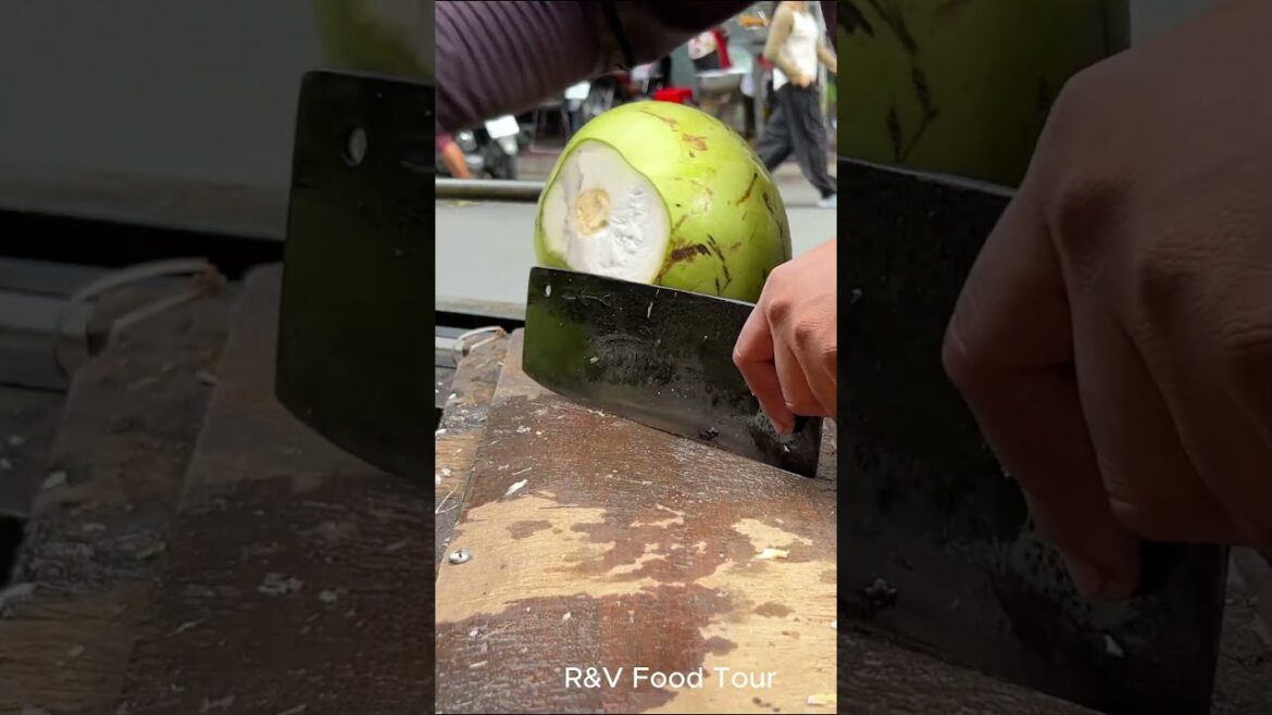 Fresh coconut cutting skill #shorts #streetfood #coconut #viral #asmr