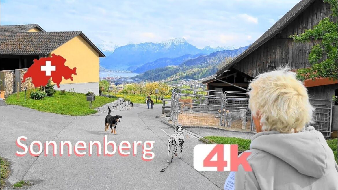 🇨🇭 SWITZERLAND - Sonnenberg - Lucerna - ZURICH - BERN - Walking Tour beautiful villages - SUIZA - 4k