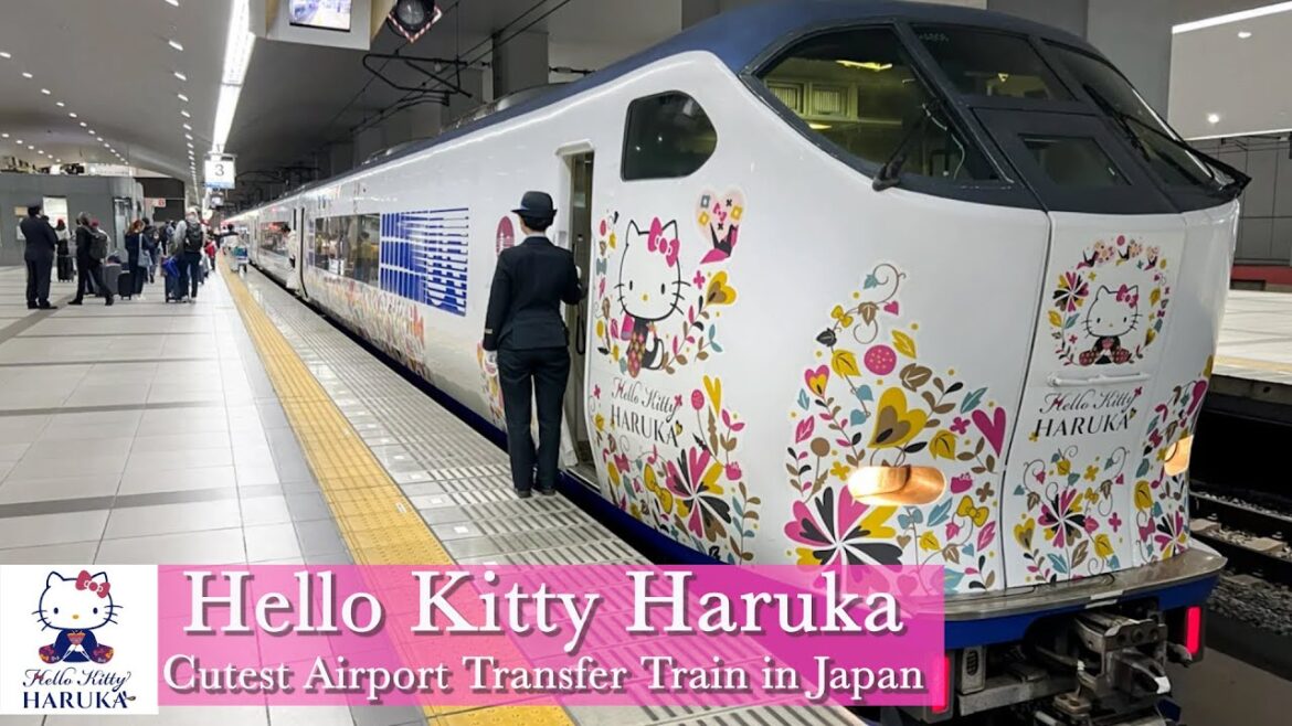 Taking the CUTEST airport transfer train to Osaka Kansai Airport | HELLO KITTY Haruka Express