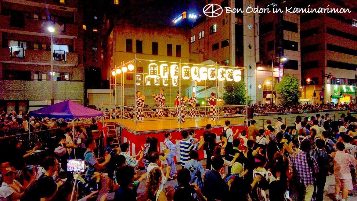 4K【雷門の盆踊り】浅草雷門前並木通り 夢灯篭 2023 東京 Japan