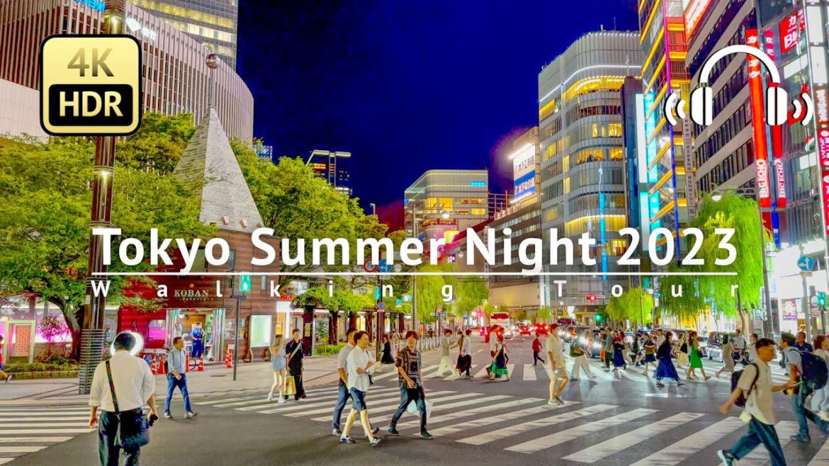 Ginza, Yurakucho & Hibiya: Tokyo Summer Night 2023 Walking Tour - Tokyo Japan [4K/HDR/Binaural]