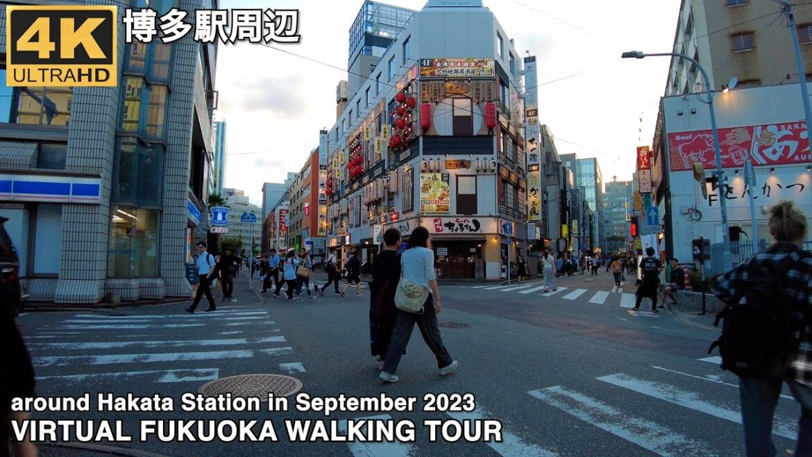 博多駅筑紫口周辺を歩く4k virtual Fukuoka japan walking tour around Hakata station