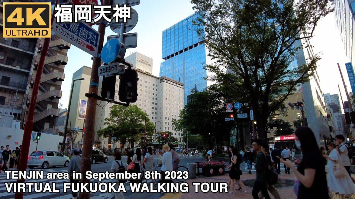 福岡天神北から天神を歩く4k virtual Fukuoka japan walking tour around Tenjin