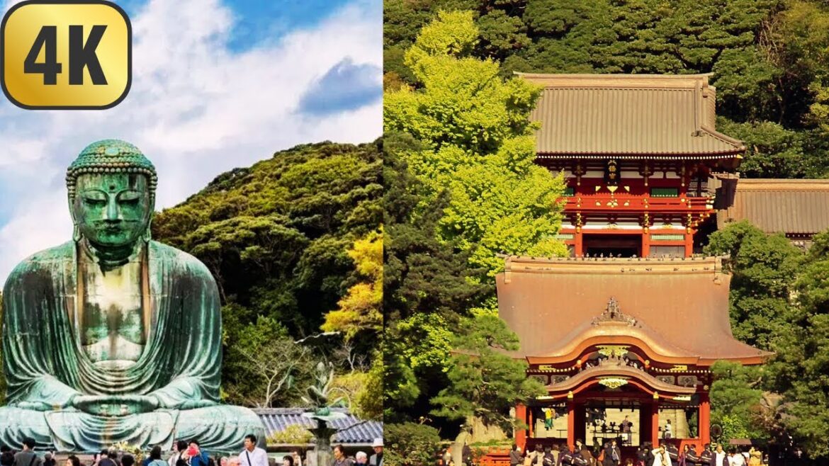 [4K] Kamakura, Japan Day Walking Tour Streets, Beach, Temples