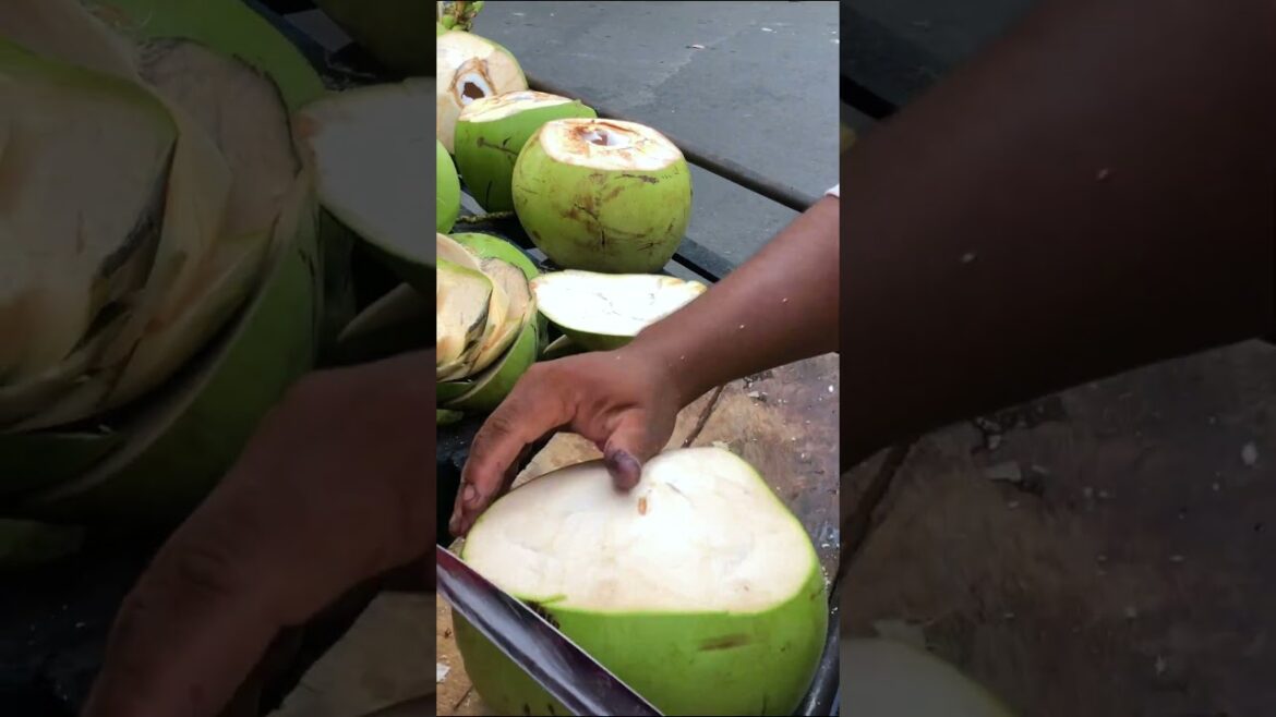 Fresh coconut cutting skill #shorts #streetfood #viral #coconut #asmr