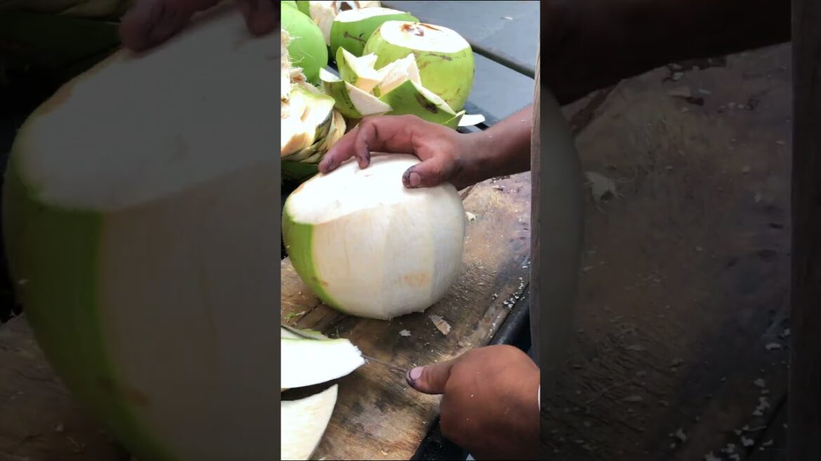 Crazy speed fresh coconut cutting skill #shorts #streetfood #viral #coconut #asmr