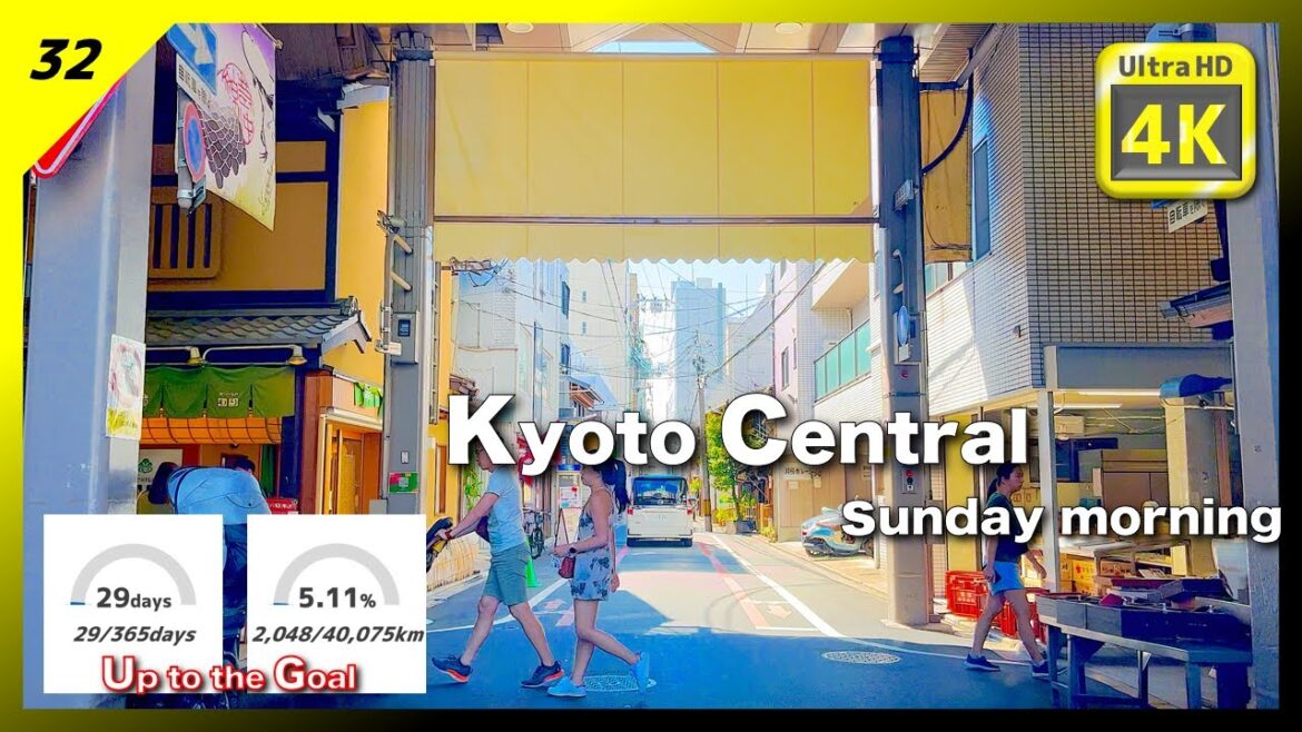 [4K HDR] Driving Japan! Kyoto Central in Sunday morning. Tomikoji, Fuyacho, Miyukimachi Street, etc.