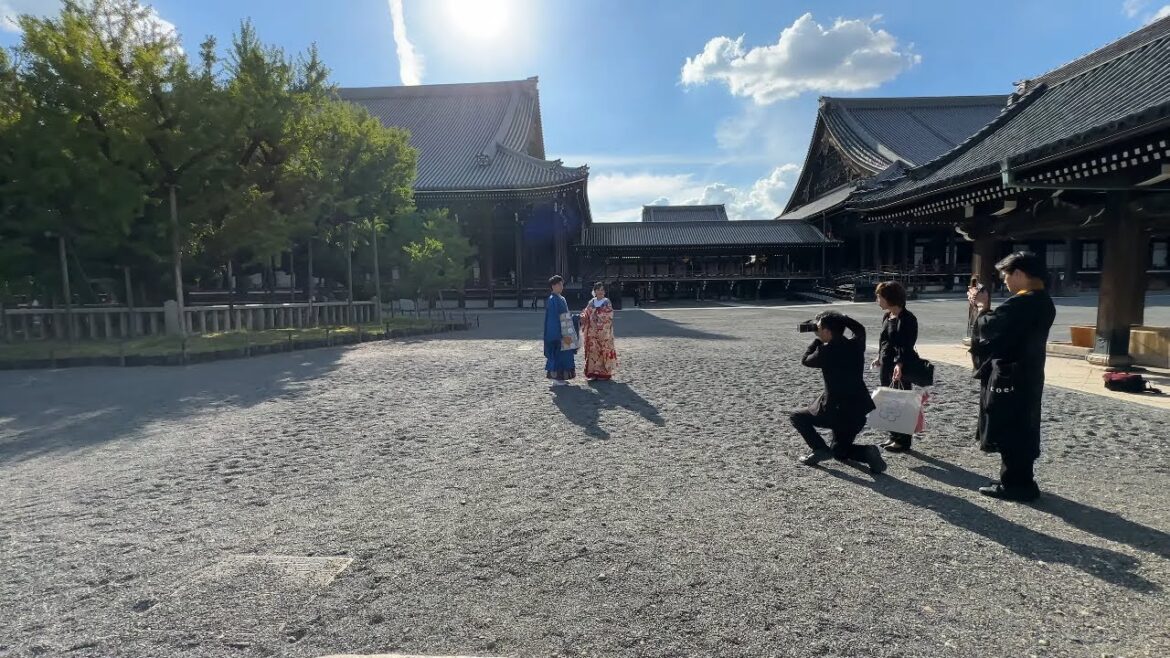 Kyoto 4K - Nishi Hongan-ji Temple Walking Tour #japanwalk #walkingtour #kyoto #japan