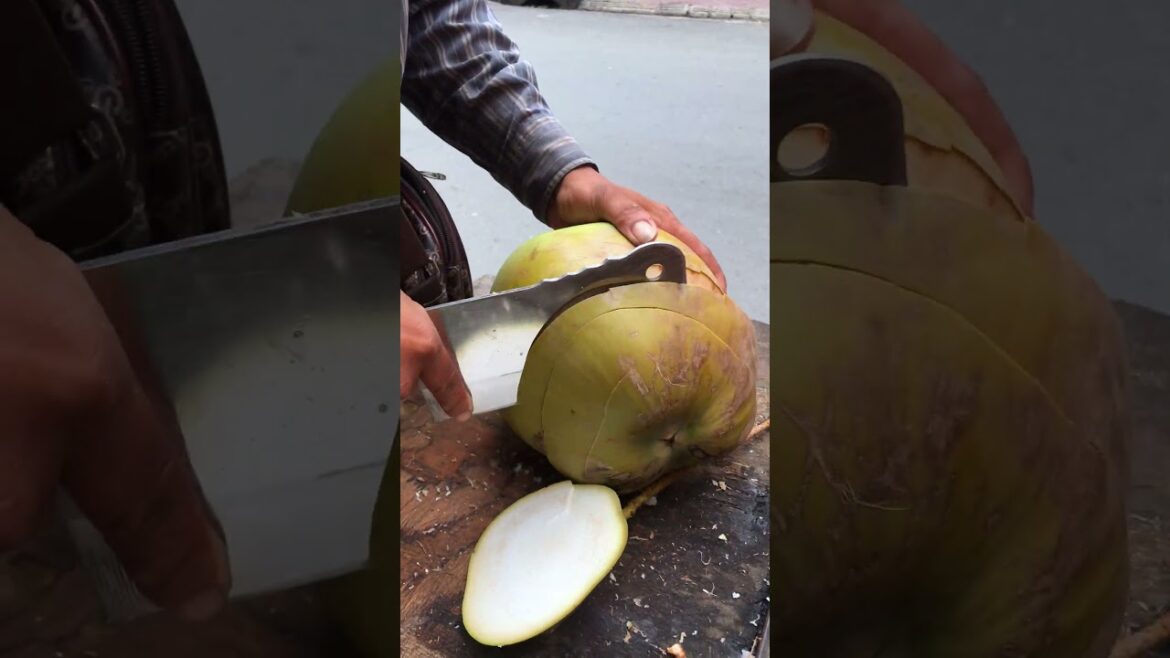 Fresh coconut cutting skill #streetfood #viral #coconut #asmr #shorts