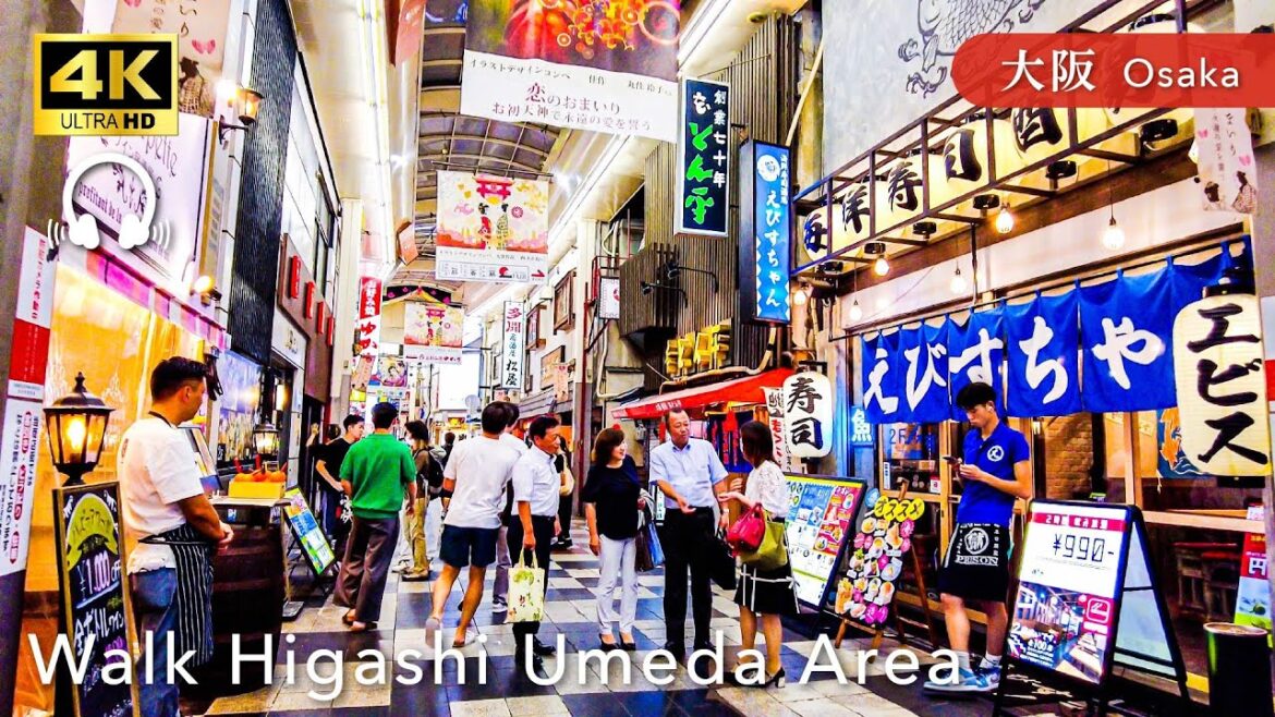 【Osaka💖】Walk Japan - Walking through the shopping district of Higashi Umeda ASMR [4K]