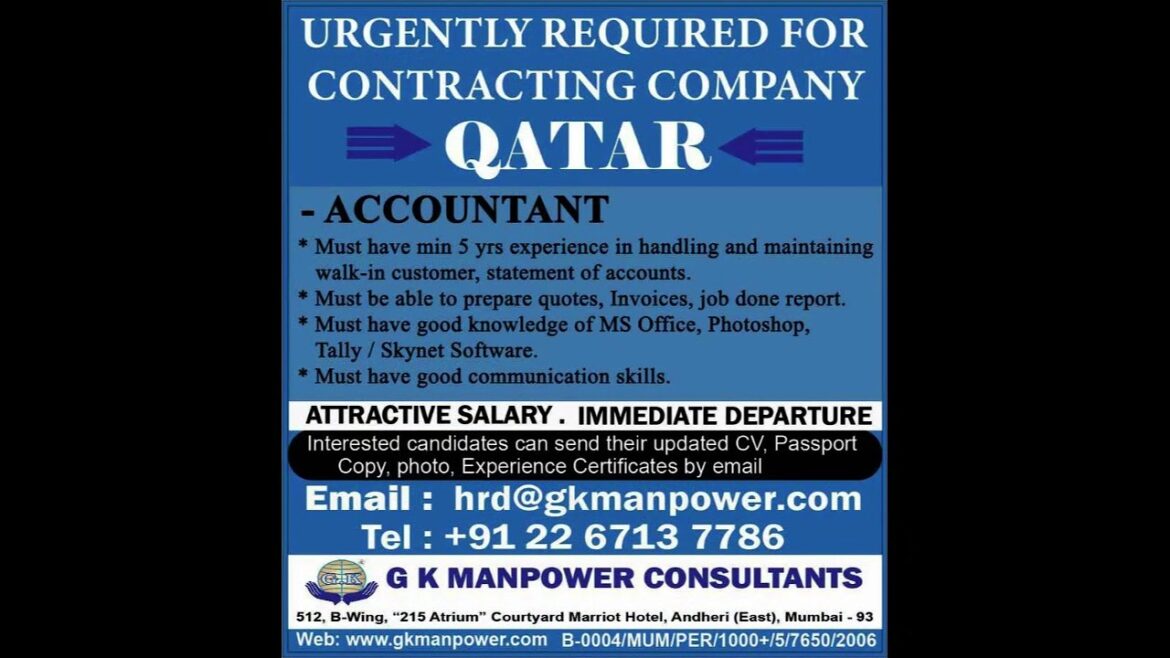 Qatar Accountant JObs Update September 9, 2023