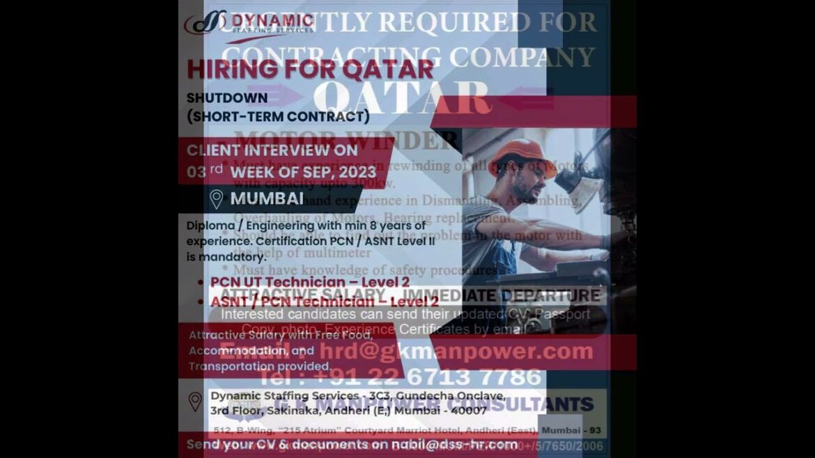 Hiring for Qatar and Gulf September 9, 2023
