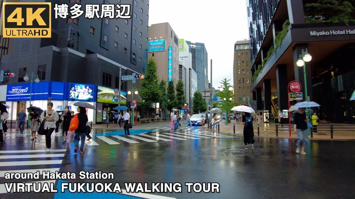 博多駅周辺を歩く4k virtual Fukuoka japan walking tour around Hakata station