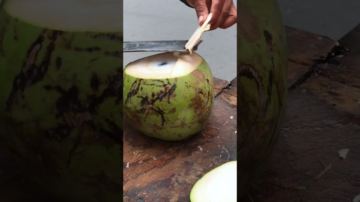 Fresh coconut cutting skill #shorts #streetfood #viral #coconut #asmr