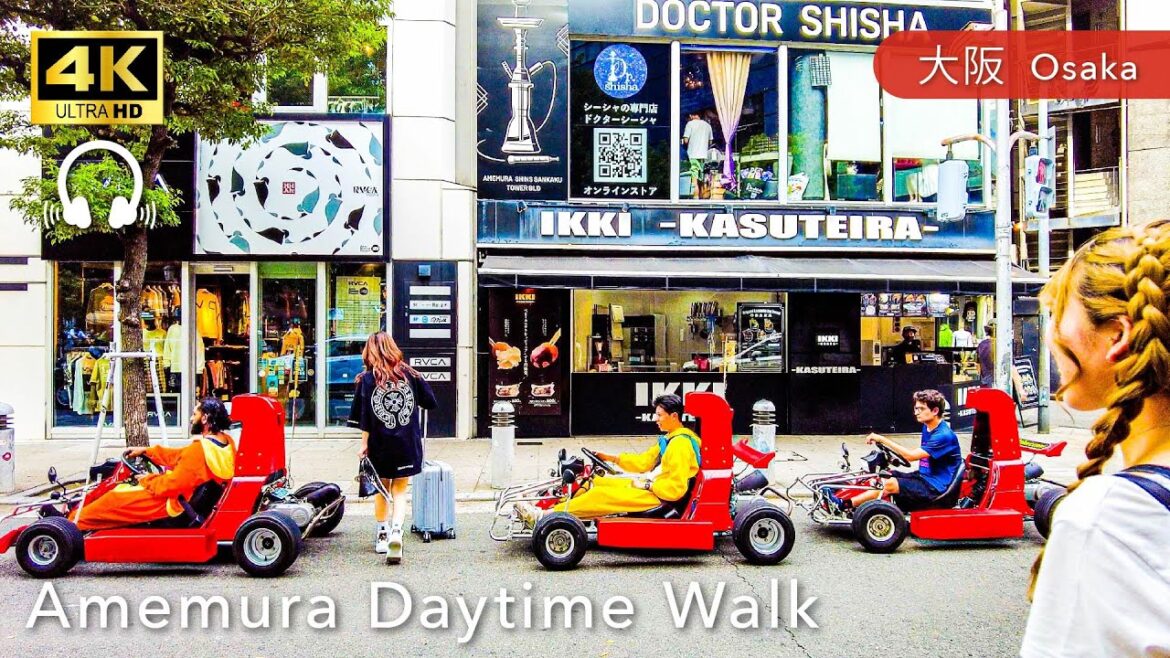 【Osaka 💖】Walk Japan - Walking around Amemura during the day in Osaka ASMR [4K]