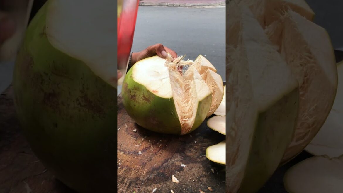 Amazing fresh coconut cutting skill #shorts #streetfood #viral #coconut #asmr