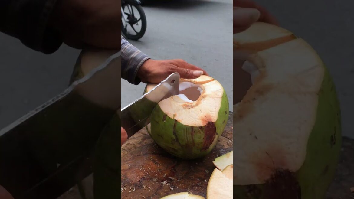 Fresh coconut cutting skill #shorts #streetfood #viral #coconut #asmr