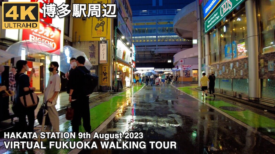 博多駅周辺を歩く4k virtual Fukuoka japan walking tour around Hakata station