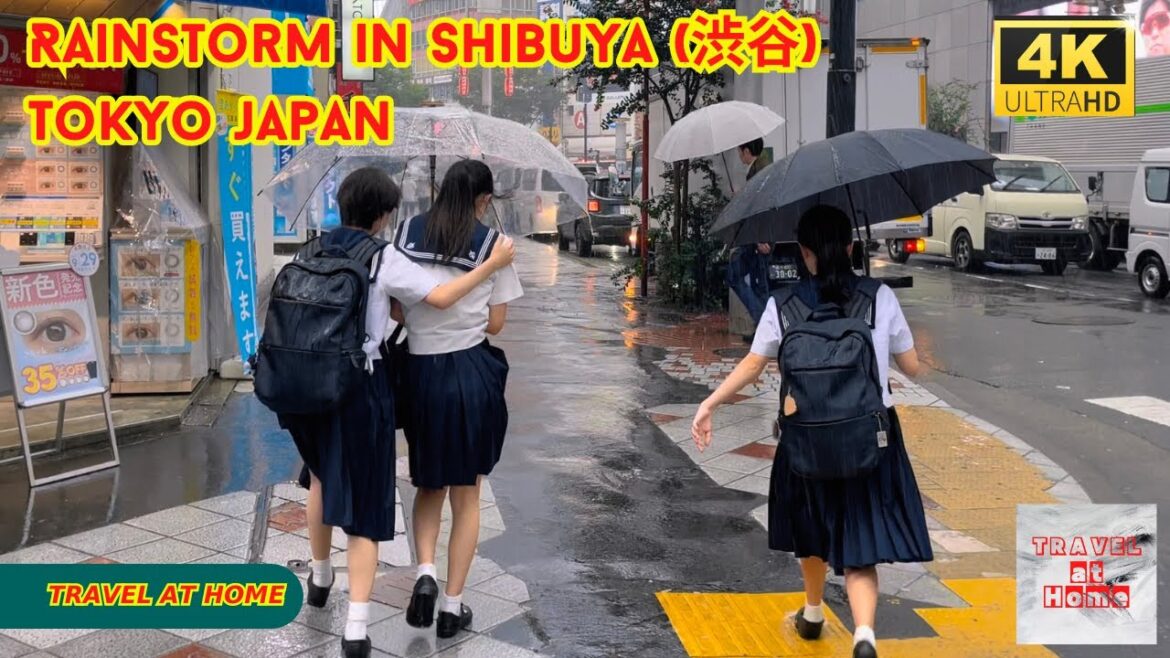 4k hdr japan travel | Rainstorm Walk in Shibuya (渋谷) Tokyo japan |  Relaxing Natural City ambience