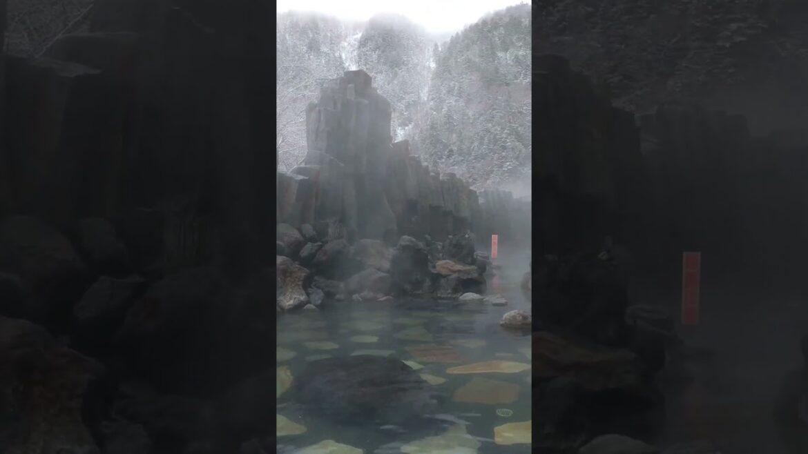Incredible outdoor onsen experience in the snow ♨️❄️ #shorts #japan #hokkaido #hotspring #snow
